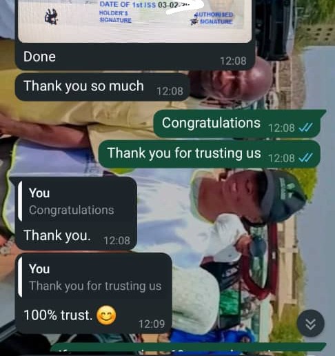 Customer chat expressing 100% trust in Vehicular service