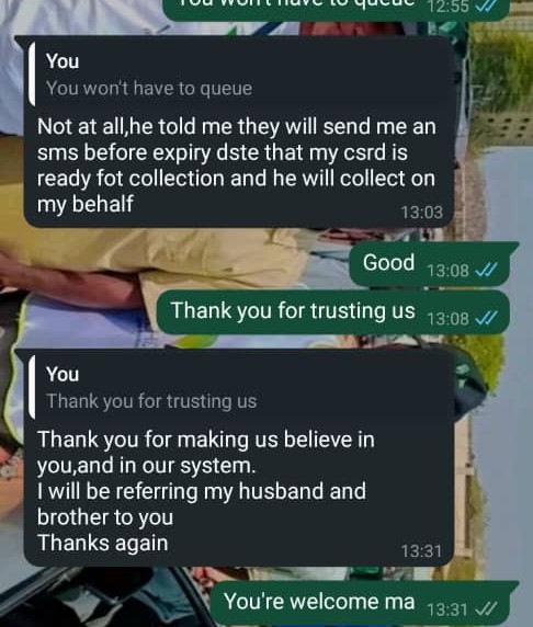 Customer feedback confirming convenient delivery without queueing
